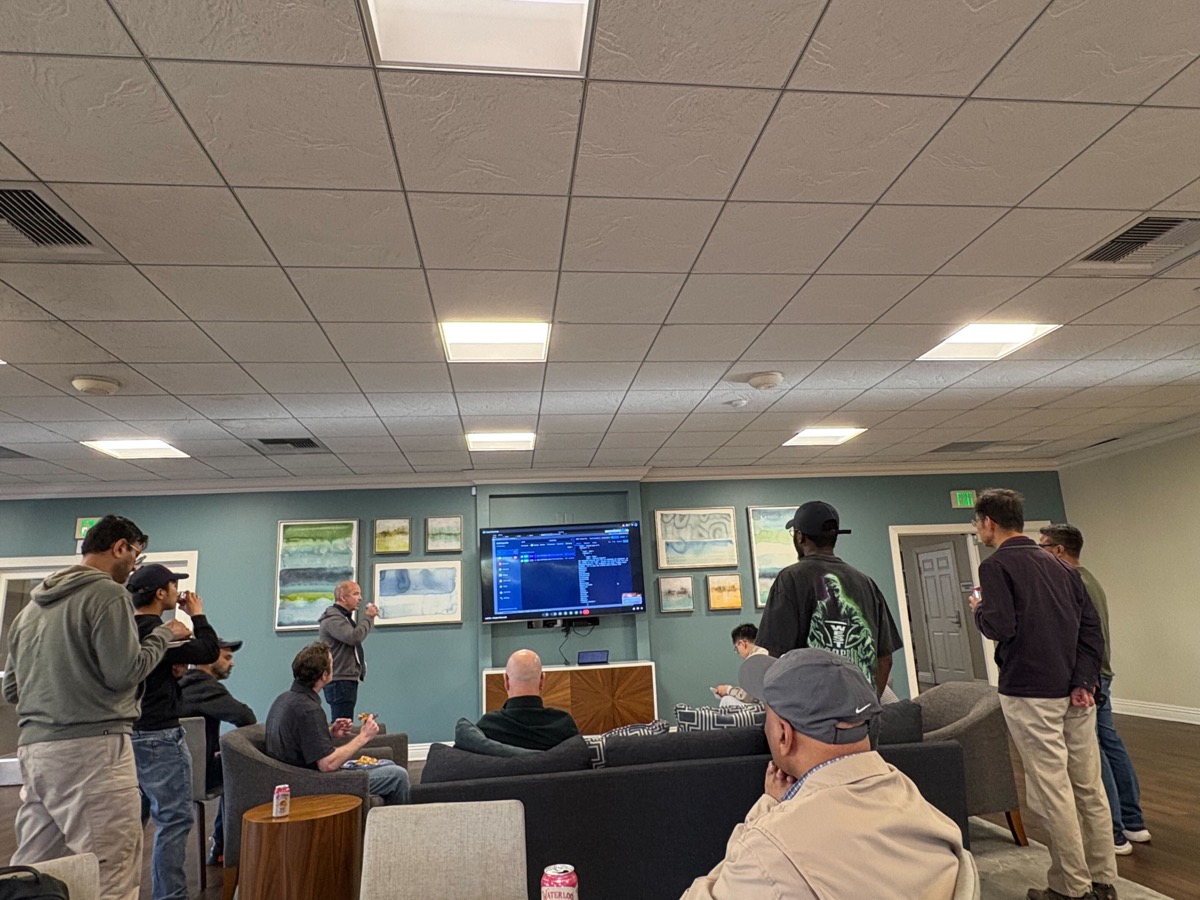 AI Cyber Alliance meetup — the community gathered around a live technical demo